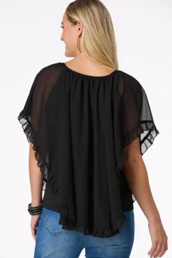 Cato Ruffled Capelet> Tops
