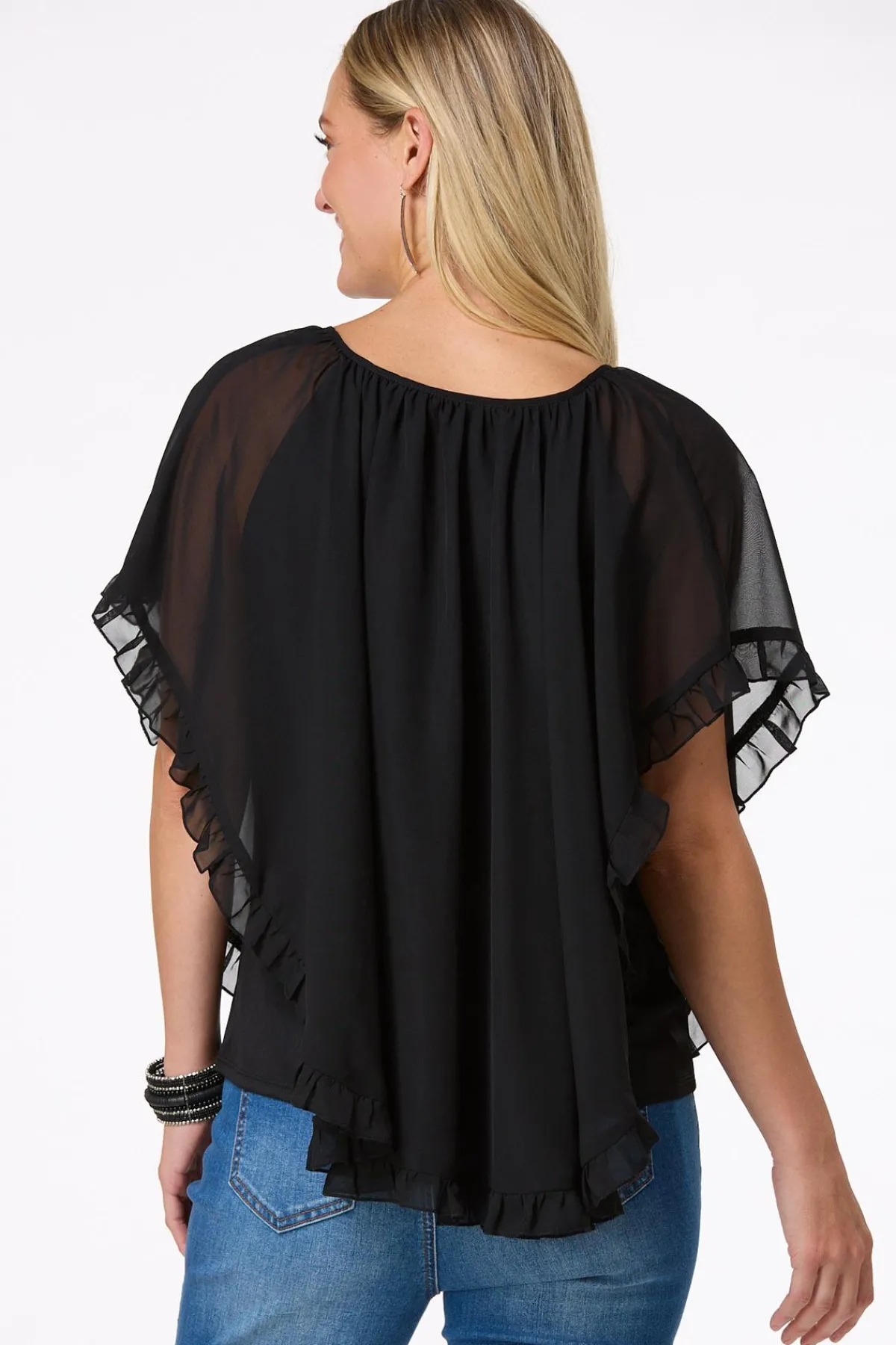 Cato Ruffled Capelet> Tops