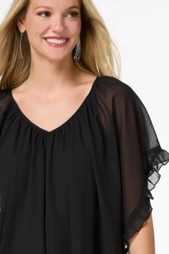 Cato Ruffled Capelet><noscript><img width=