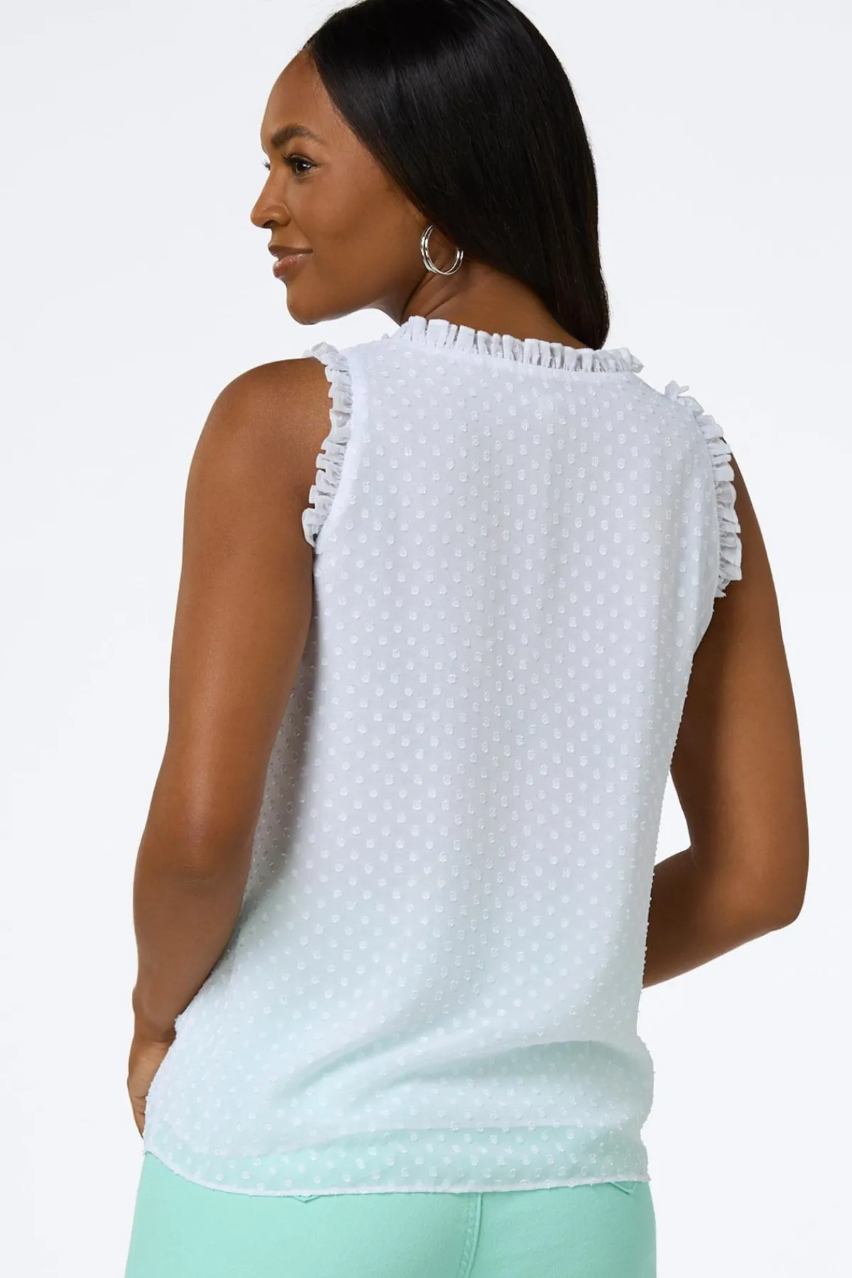 Cato Ruffled Clip Dot Tank> Tops