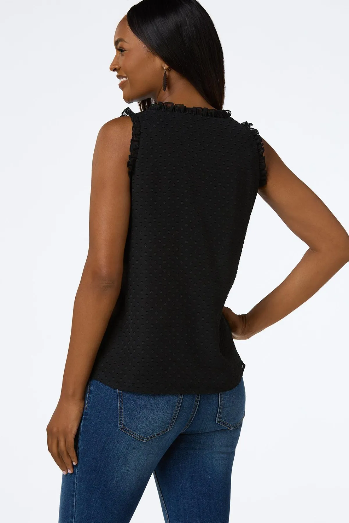 Cato Ruffled Clip Dot Tank> Tops