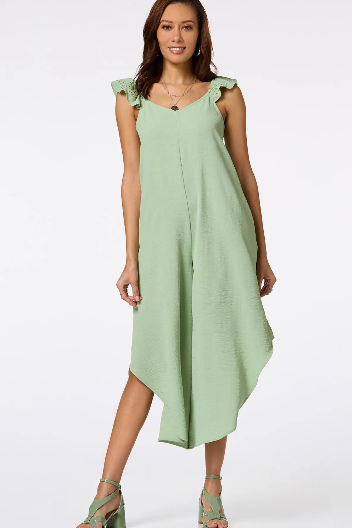 Cato Ruffled Eyelet Genie Jumpsuit> Dresses