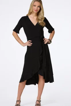 Cato Ruffled Faux Wrap Midi Dress> Dresses