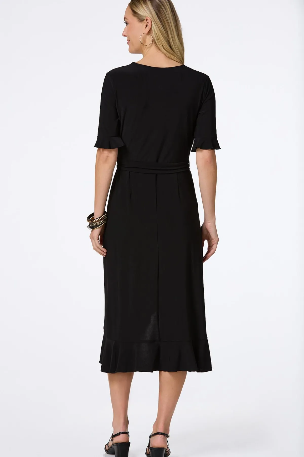 Cato Ruffled Faux Wrap Midi Dress> Dresses
