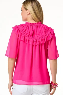 Cato Ruffled Flutter Sleeve Top> Tops
