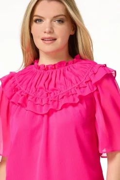 Cato Ruffled Flutter Sleeve Top><noscript><img width=