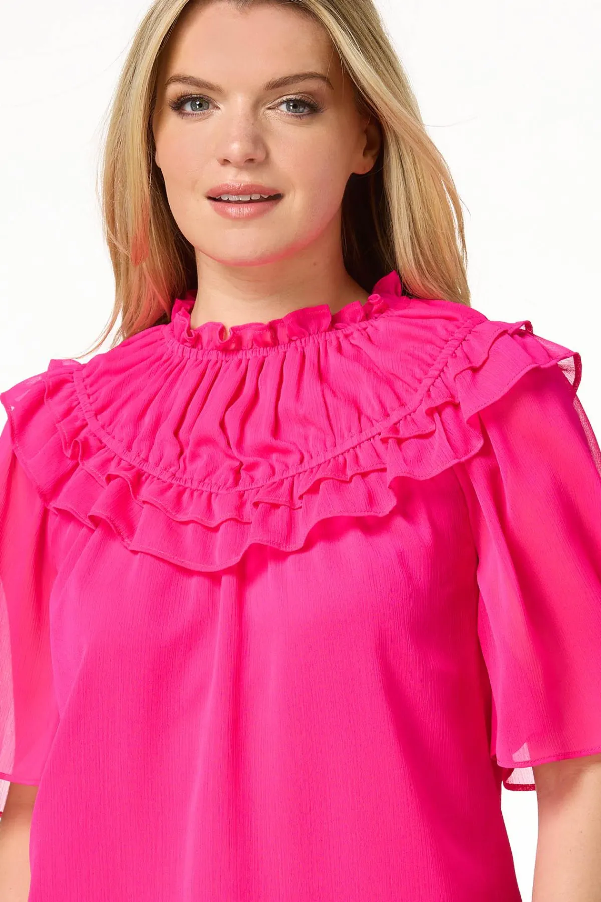 Cato Ruffled Flutter Sleeve Top> Tops
