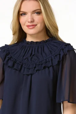 Cato Ruffled Flutter Sleeve Top><noscript><img width=