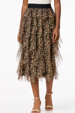 Cato Ruffled Leopard Midi Skirt> Skirts