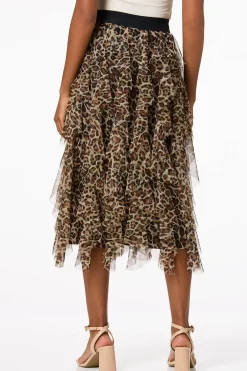Cato Ruffled Leopard Midi Skirt> Skirts