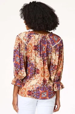 Cato Ruffled Medallion Poet Top><noscript><img width=
