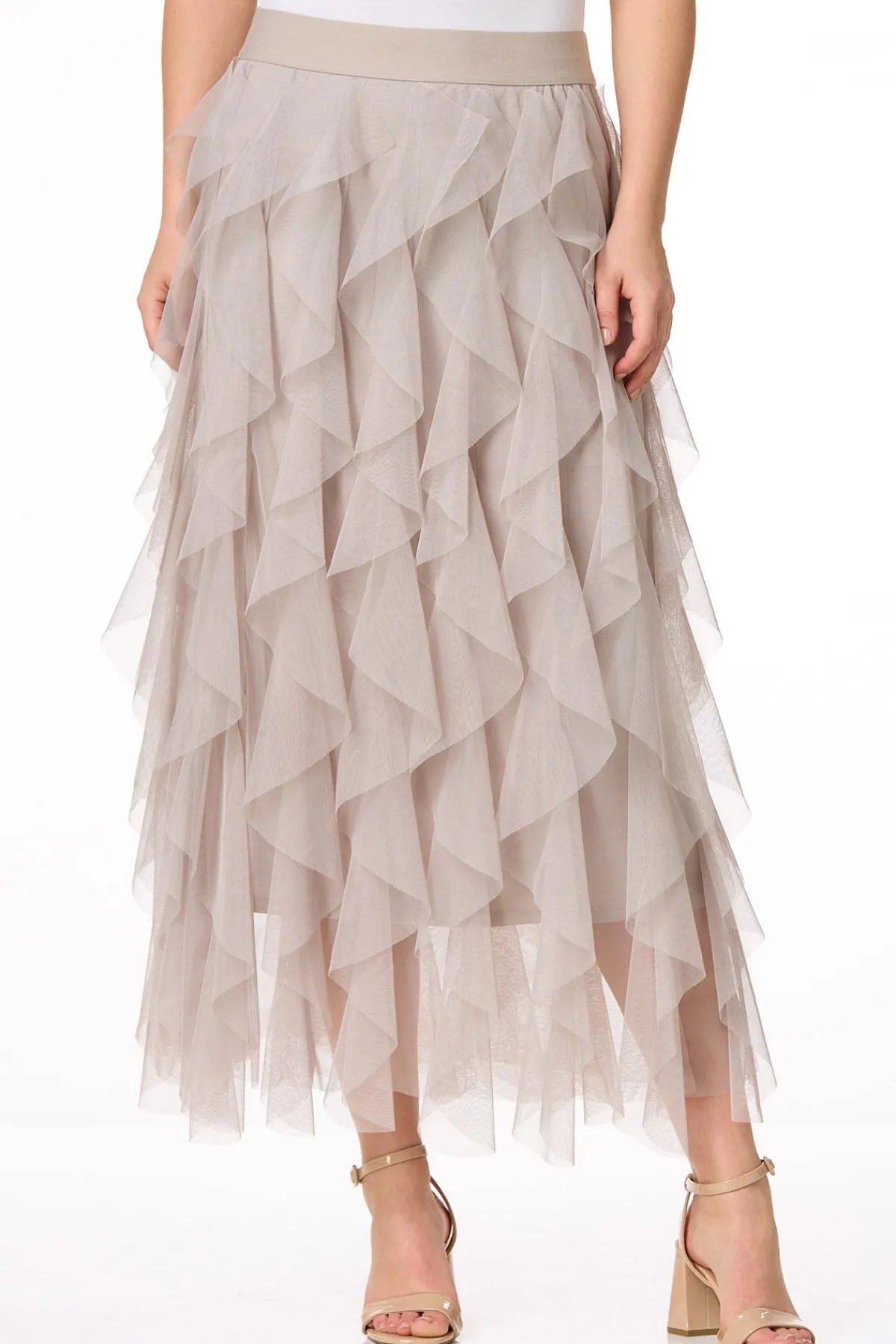 Cato Ruffled Mesh Maxi Skirt> Skirts