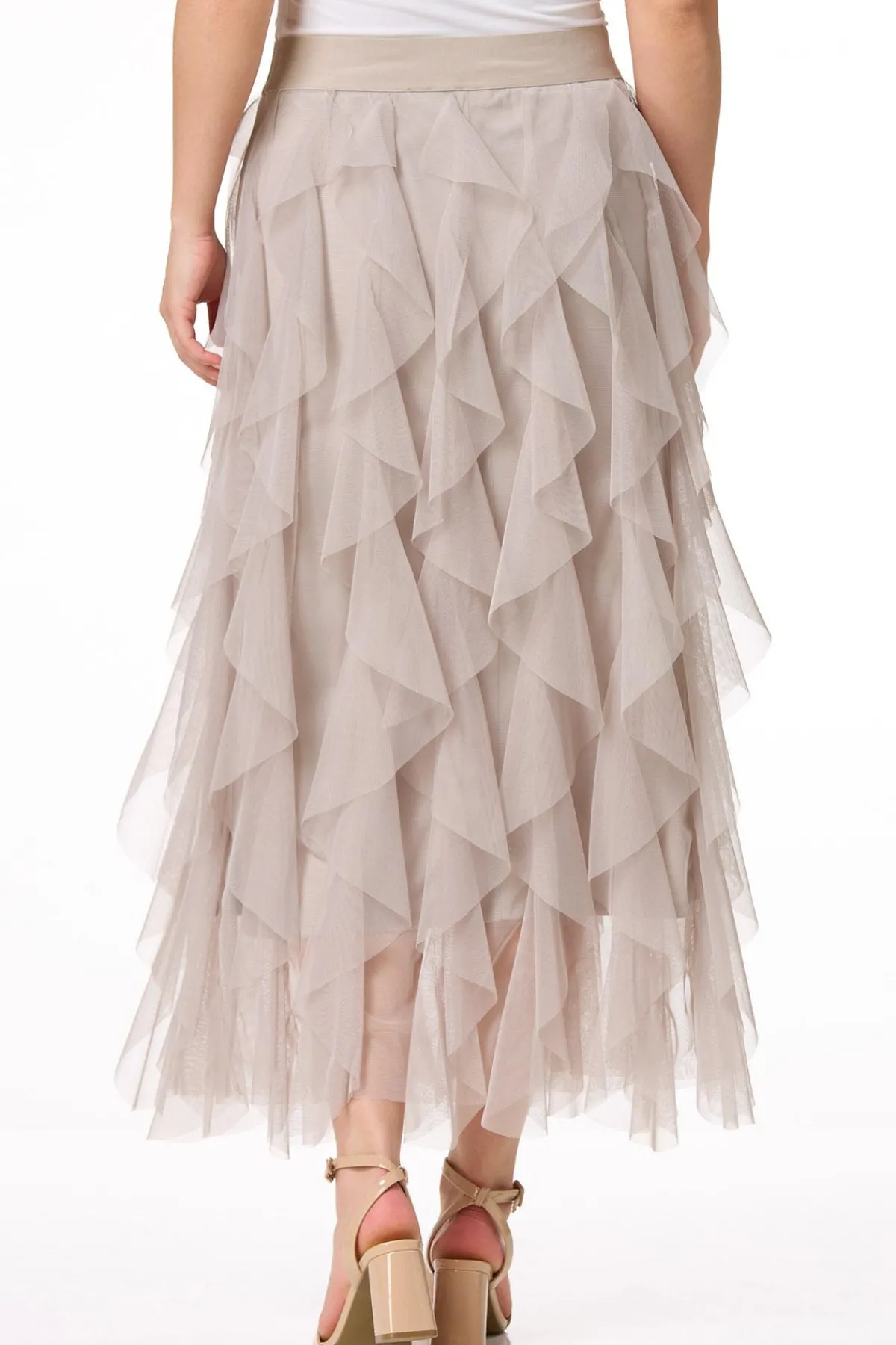 Cato Ruffled Mesh Maxi Skirt> Skirts