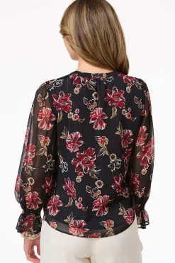Cato Ruffled Red Floral Top><noscript><img width=