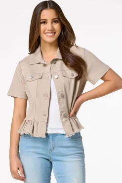 Cato Ruffled Short Sleeve Denim Jacket> Jackets & Vests|Jeans