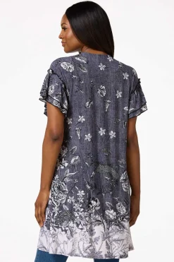 Cato Ruffled Sketch Floral Kimono> Tops