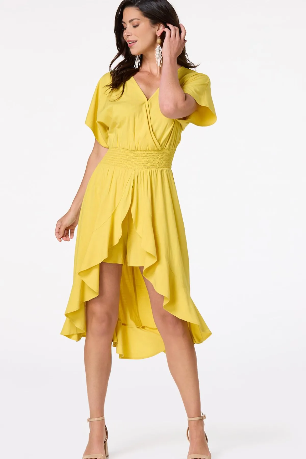 Cato Ruffled Walk Thru Romper> Dresses