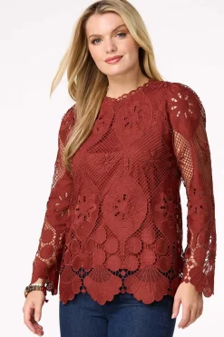 Cato Scalloped Crochet Top> Tops