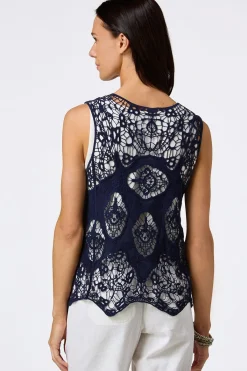 Cato Scalloped Crochet Vest> Tops