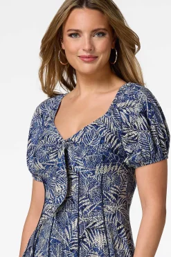 Cato Seamed Bubble Sleeve Dress><noscript><img width=