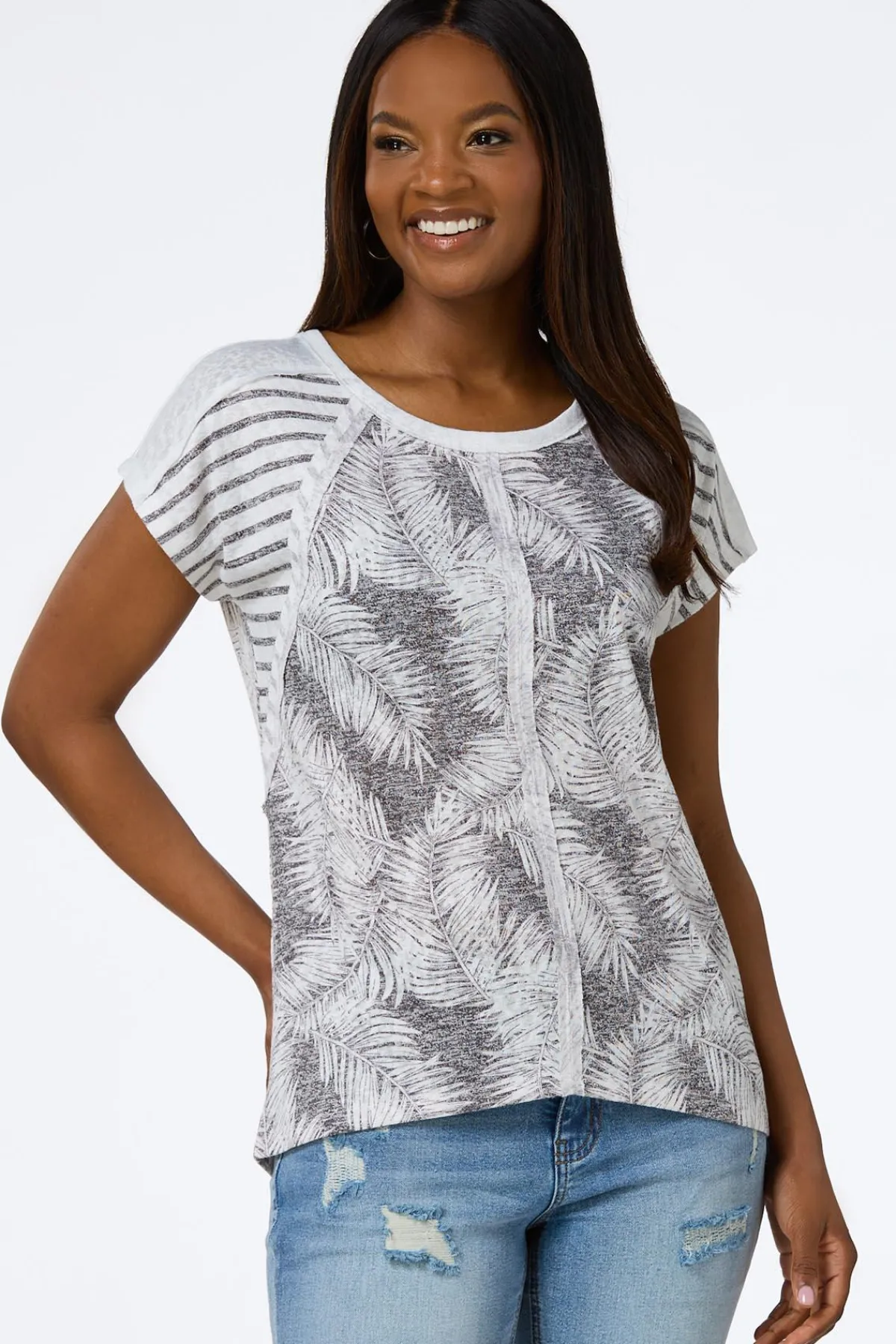 Cato Seamed Palm Leaf Top> Tops