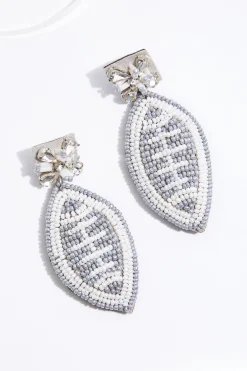 Cato Seed Bead Football Earrings><noscript><img width=