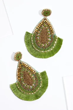 Cato Seed Bead Fringe Tear Earrings> Earrings
