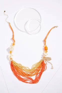 Cato Seed Bead Shell Short Necklace> Necklaces