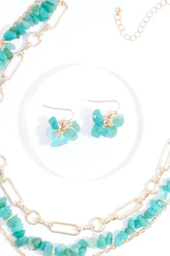 Cato Semi- Precious Pendant Necklace Set><noscript><img width=