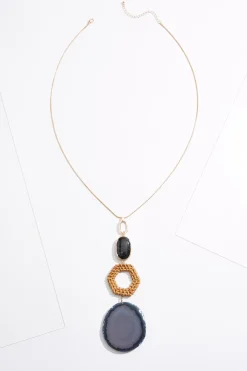 Cato Semi- Precious Stone Pendant Raffia Necklace> Necklaces