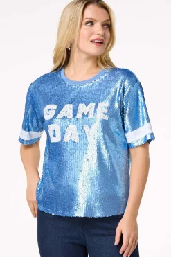 Cato Sequin Game Day Top> Tops