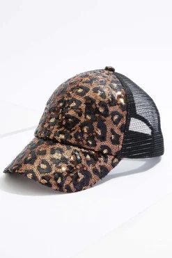 Cato Sequin Leopard Baseball Hat> Hats & Hair