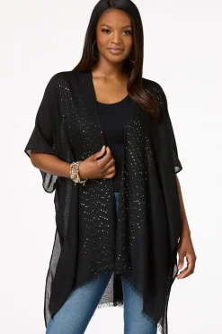 Cato Sequin Solid Kimono><noscript><img width=