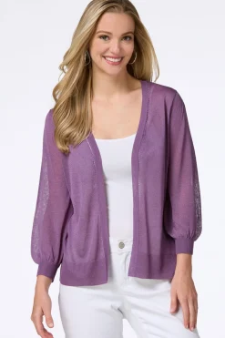 Cato Sheer Balloon Sleeve Cardigan><noscript><img width=