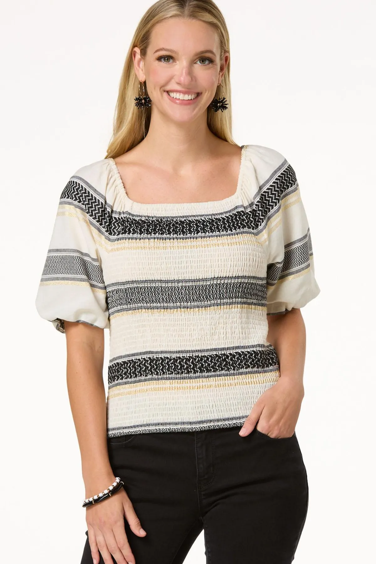 Cato Shimmer Stripe Top> Tops