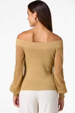 Cato Shimmery Gold Metallic Sweater> Sweaters