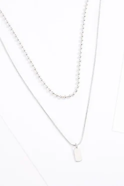 Cato Silver Charm Short Layered Necklace><noscript><img width=