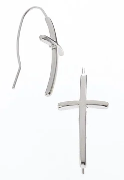 Cato Silver Cross Wire Earrings> Inspirational|Earrings
