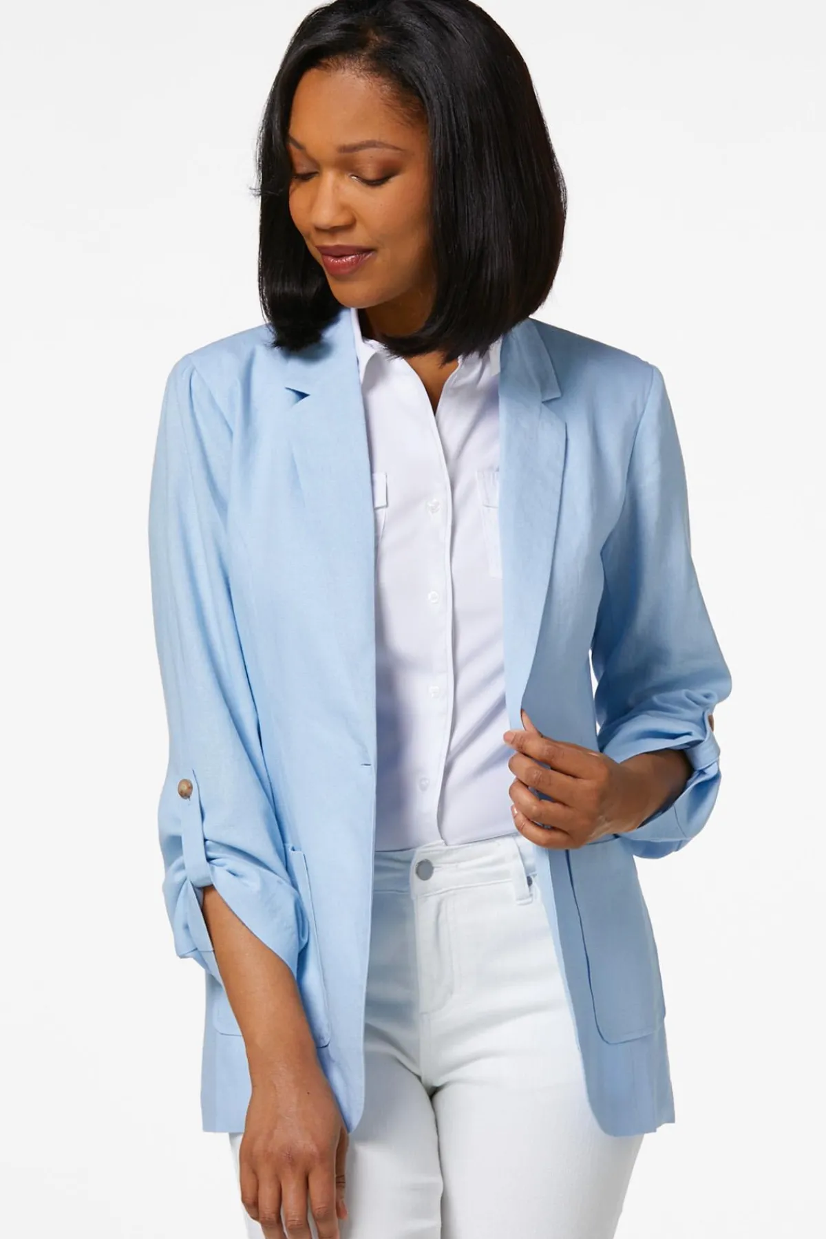 Cato Sky Blue Linen Blazer> Suiting|Jackets & Vests