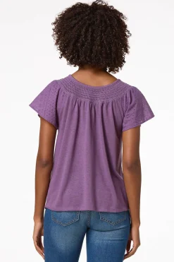Cato Smocked Flutter Sleeve Top> Tops