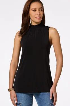 Cato Smocked Mock Neck Tank> Tops