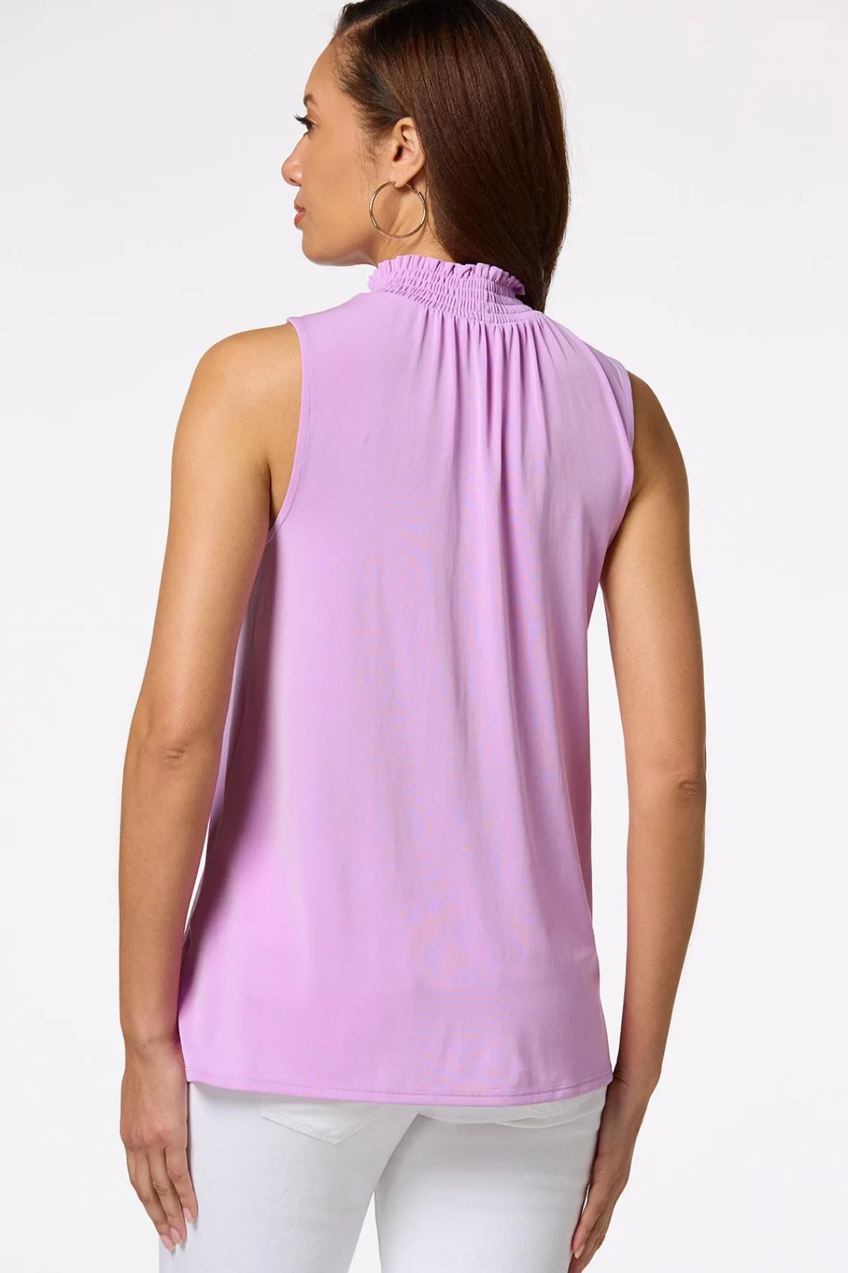 Cato Smocked Mock Neck Tank> Tops
