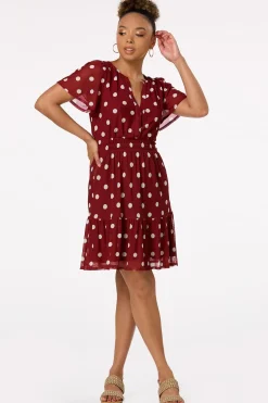 Cato Smocked Polka Dot Dress><noscript><img width=
