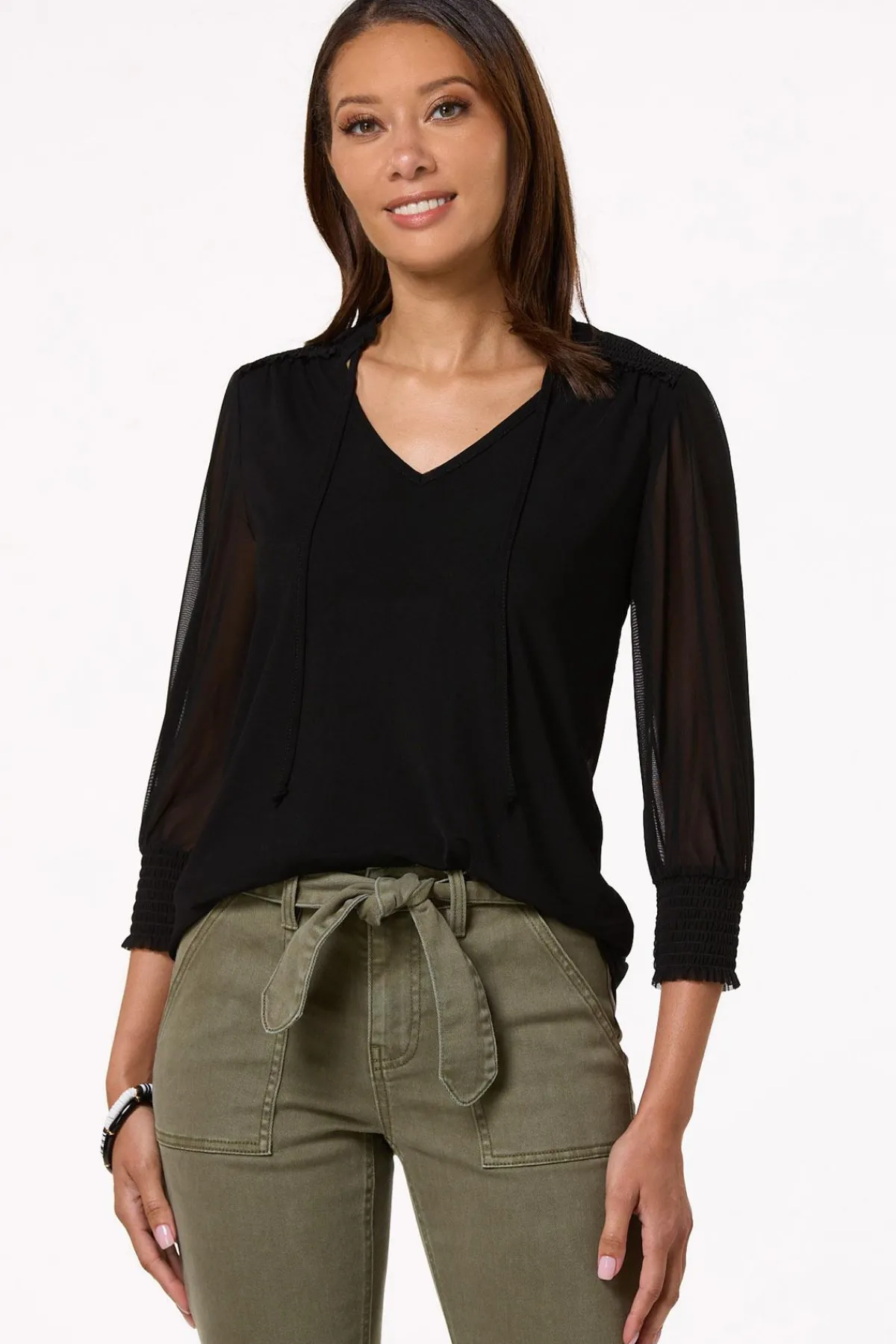 Cato Smocked Shoulder Top> Tops