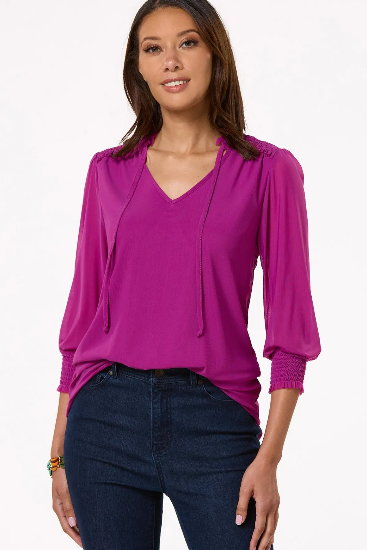 Cato Smocked Shoulder Top> Tops