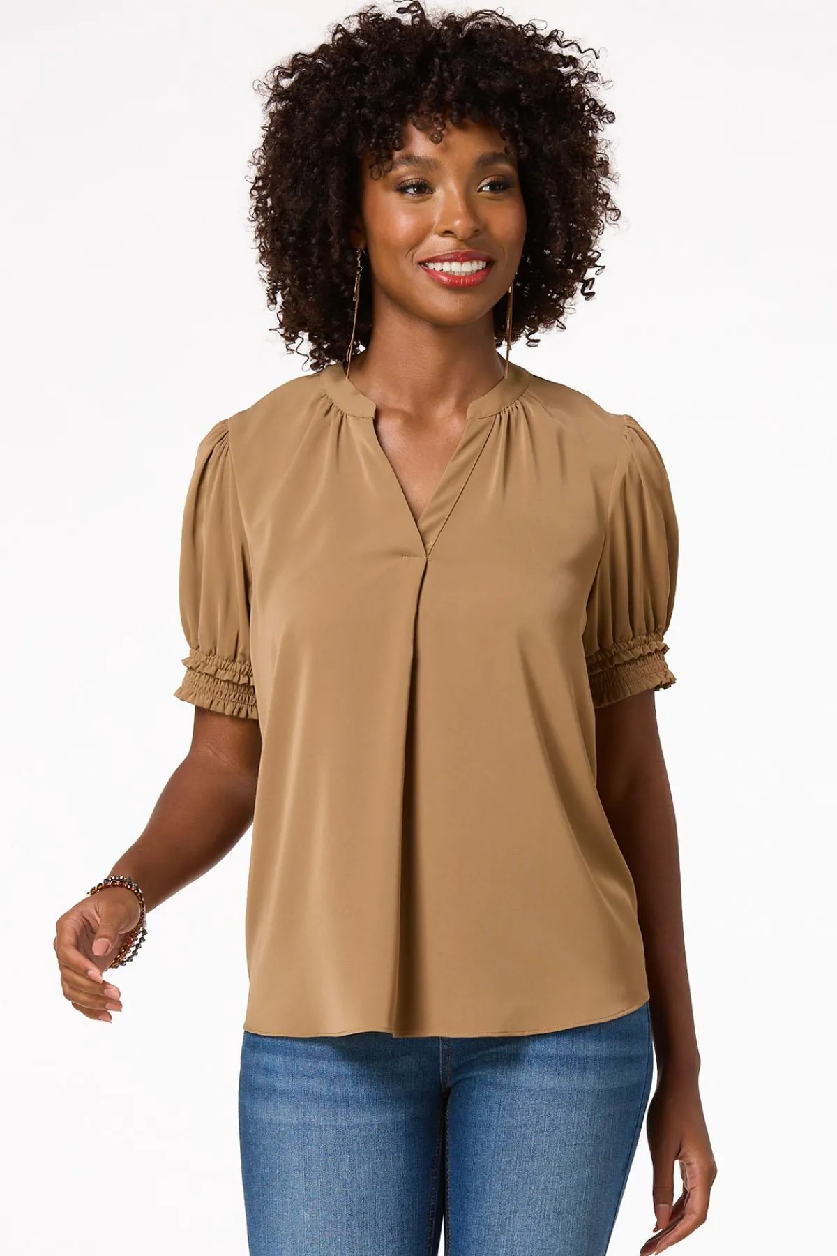 Cato Smocked Sleeve Top> Tops