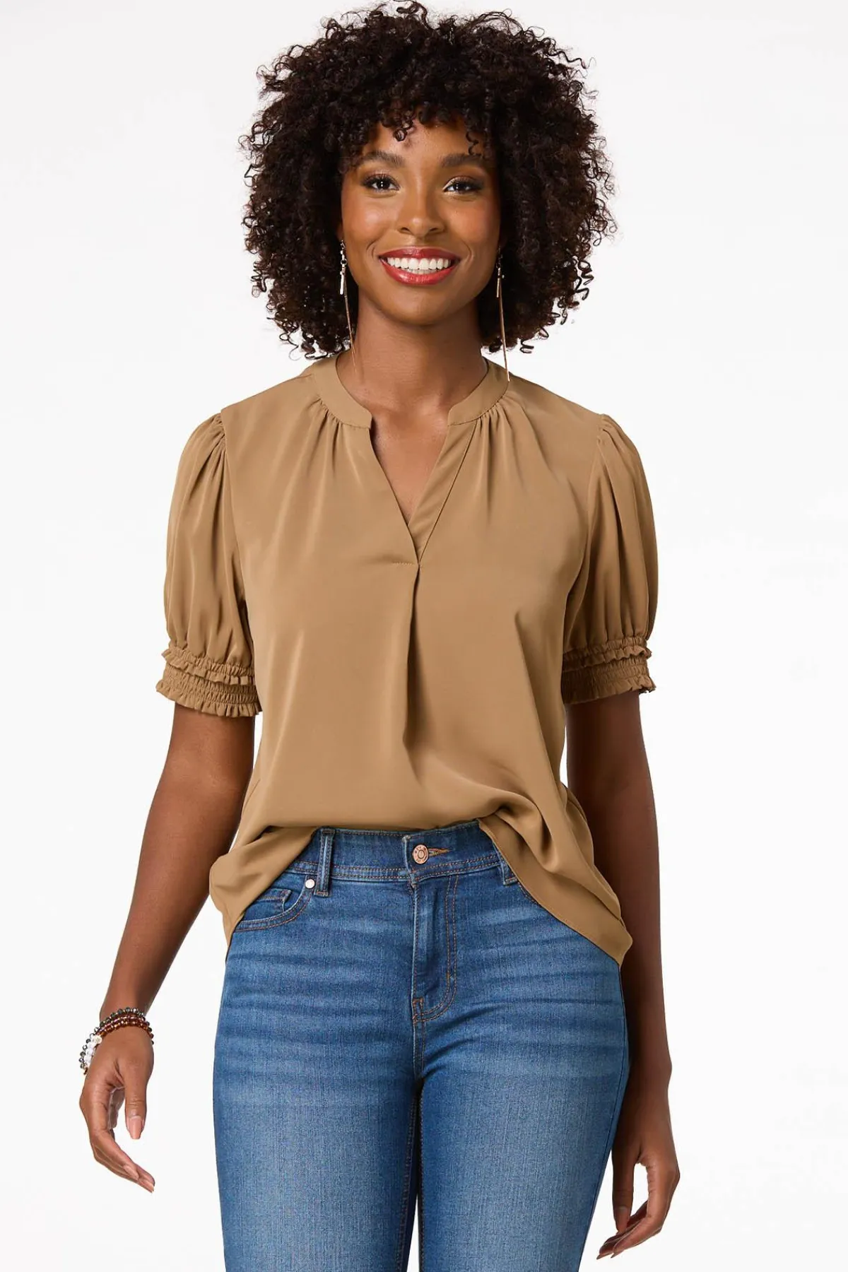 Cato Smocked Sleeve Top> Tops