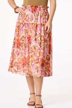 Cato Smocked Sunrise Floral Skirt> Skirts