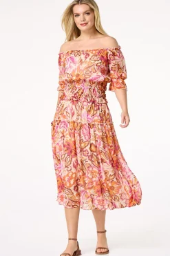 Cato Smocked Sunrise Floral Skirt><noscript><img width=
