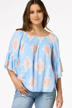 Cato Smocked Tie Dye Top> Tops